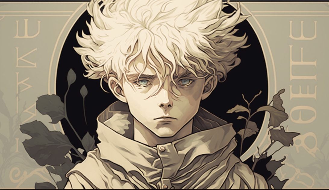 Killua Zoldyck in the Art Style of Alphonse Mucha