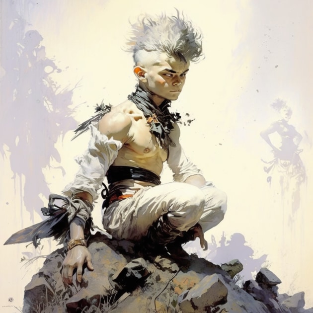 Killua Zoldyck in the Art Style of Frank Frazetta